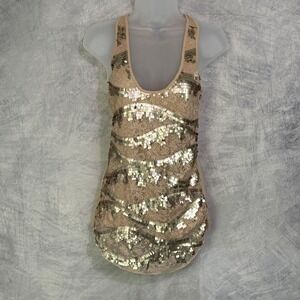 Vtg y2k Sequin Lace long Tank Top Womens sz M indie sleaze fairy grunge glam